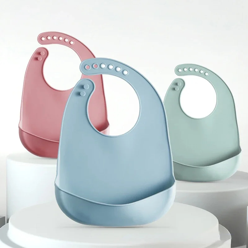Waterproof Baby Bibs Silicone - ผ้ากันเปื้อนเด็ก 1/3 ชิ้น ปรับได้ กันน้ำ ซิลิโคนเกรดอาหาร