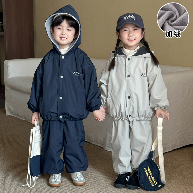 Toddler Boy Winter Fleece Jacket - ชุดเสื้อฮู้ด 2 ชิ้น สำหรับเด็กชายและเด็กหญิง วัย 1-8